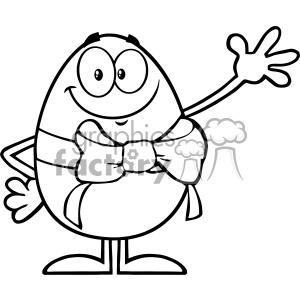 300x300 Royalty Free Rf Clipart Black And White Smiling Egg Cartoon