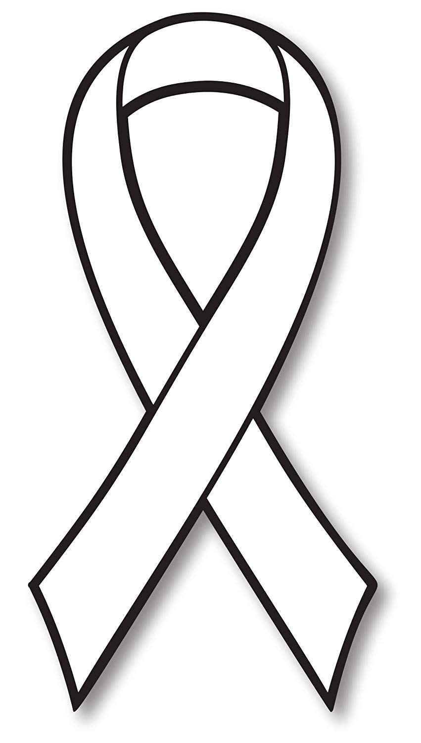 851x1500 White Lung Cancer Awareness Ribbon Car Magnet Decal
