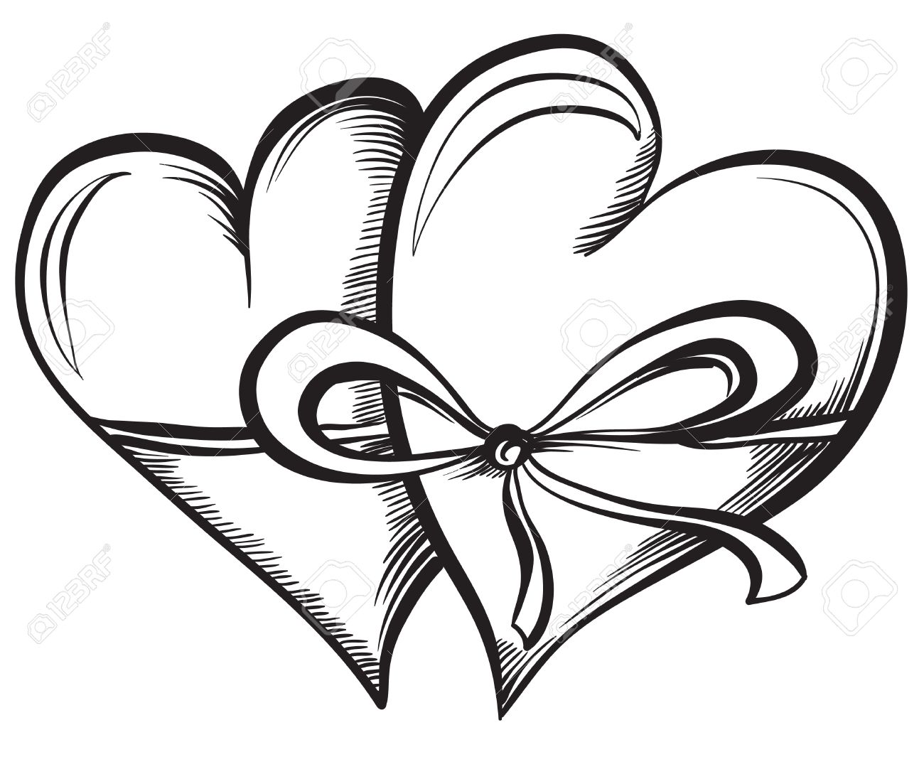 1300x1072 Drawings Of Hearts With Ribbons