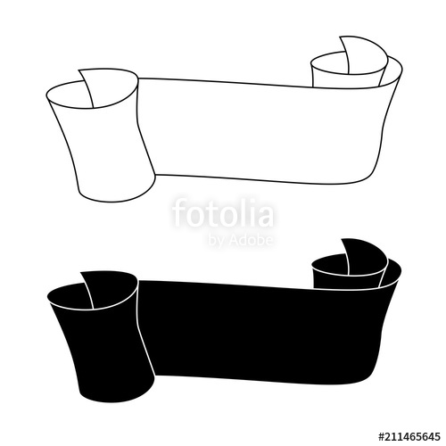 500x500 Ribbon Or Paper Scrolls Black And Outline Drawing Stock Image