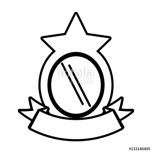 500x500 Shield Round Star Ribbon Outline Empty Vector Illustration