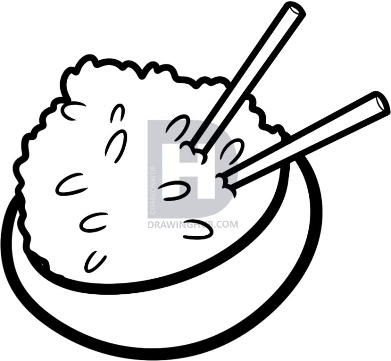 780x720 how to draw rice, rice bowl, step