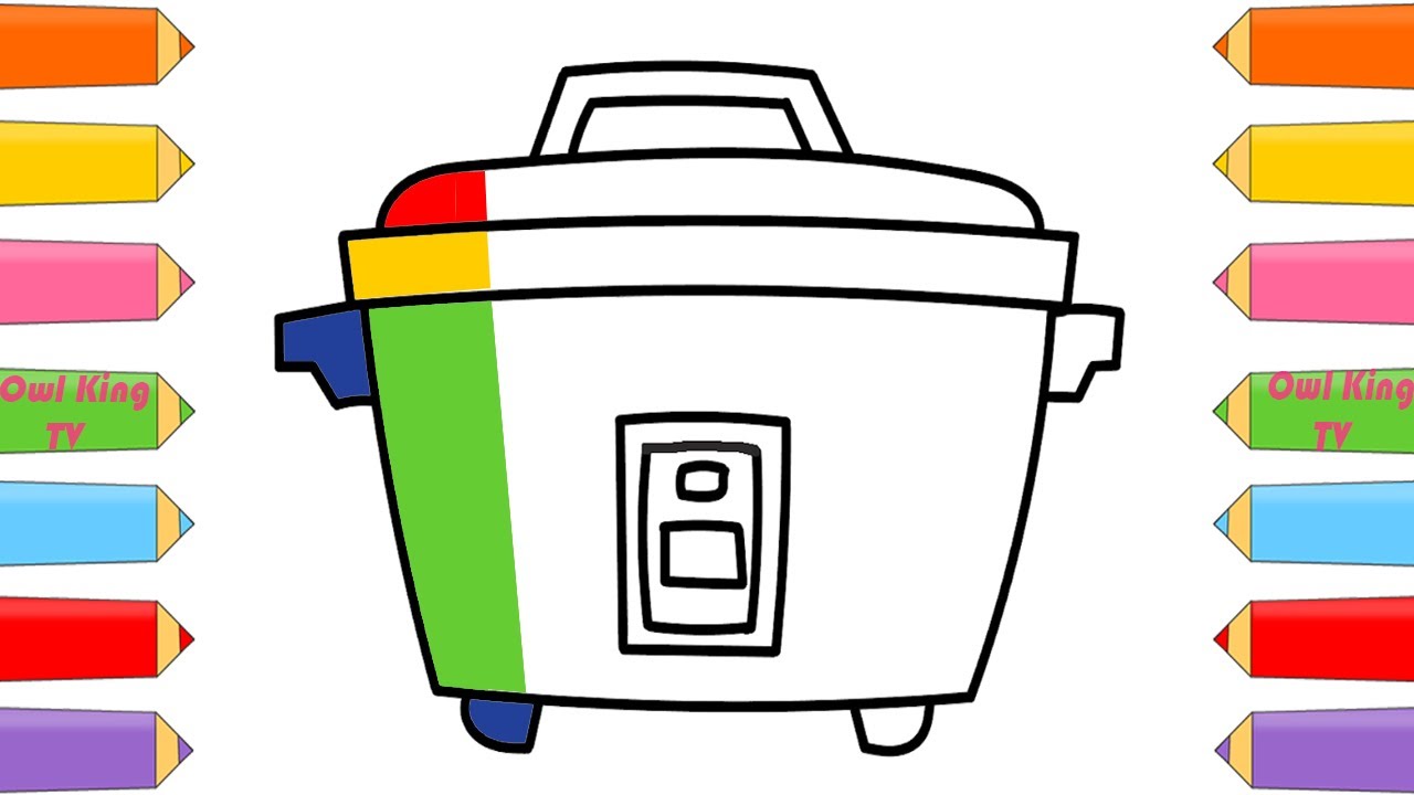 1280x720 how to draw rice cooker, rainbow finger family song coloring