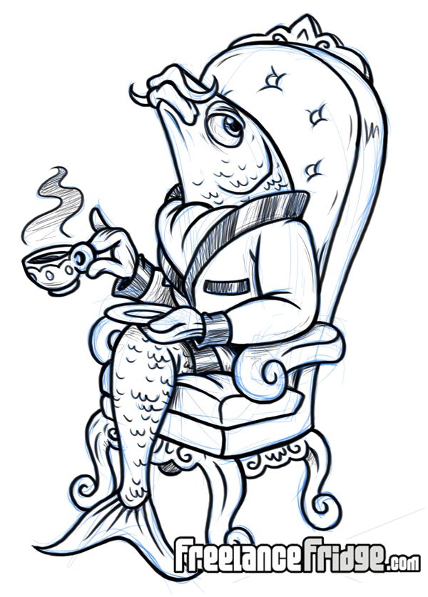 600x837 Fancy Fish Rich Snob Cartoon Drawing My Art, Cartoons