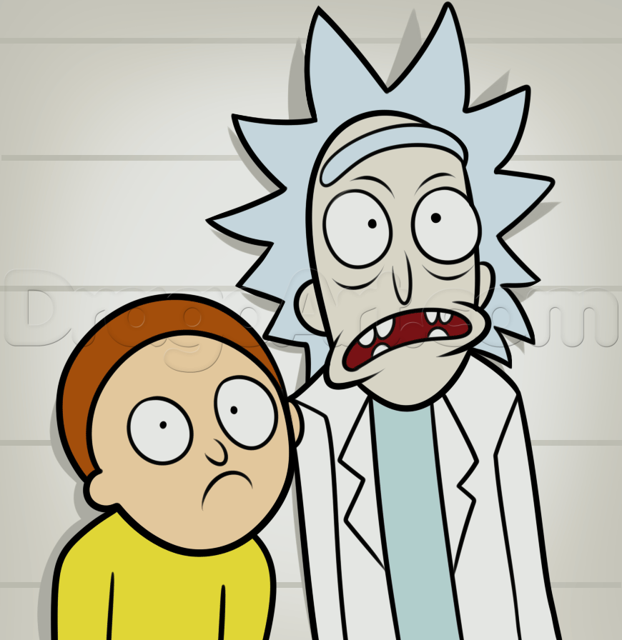 870x896 How To Draw Rick And Morty, Step