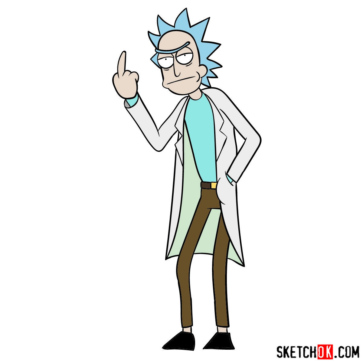 1200x1200 How To Draw Rick Showing His Middle Finger