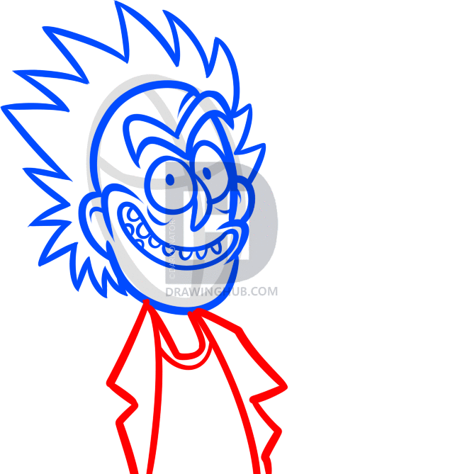 635x669 how to draw rick from rick and morty, step