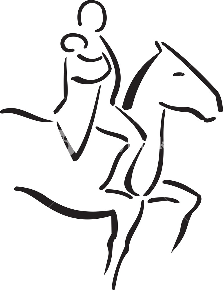 769x1000 Illustration Of A Man Riding Horse Royalty Free Stock Image
