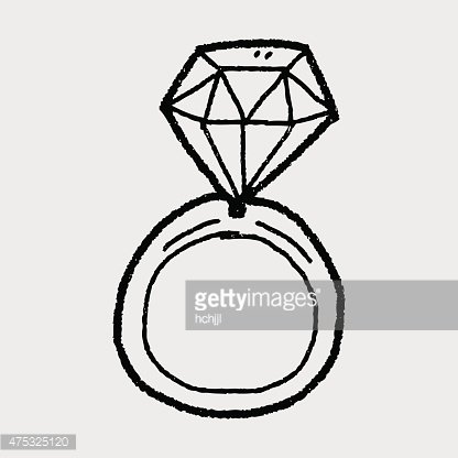 416x416 Diamond Ring Doodle Drawing Premium Clipart