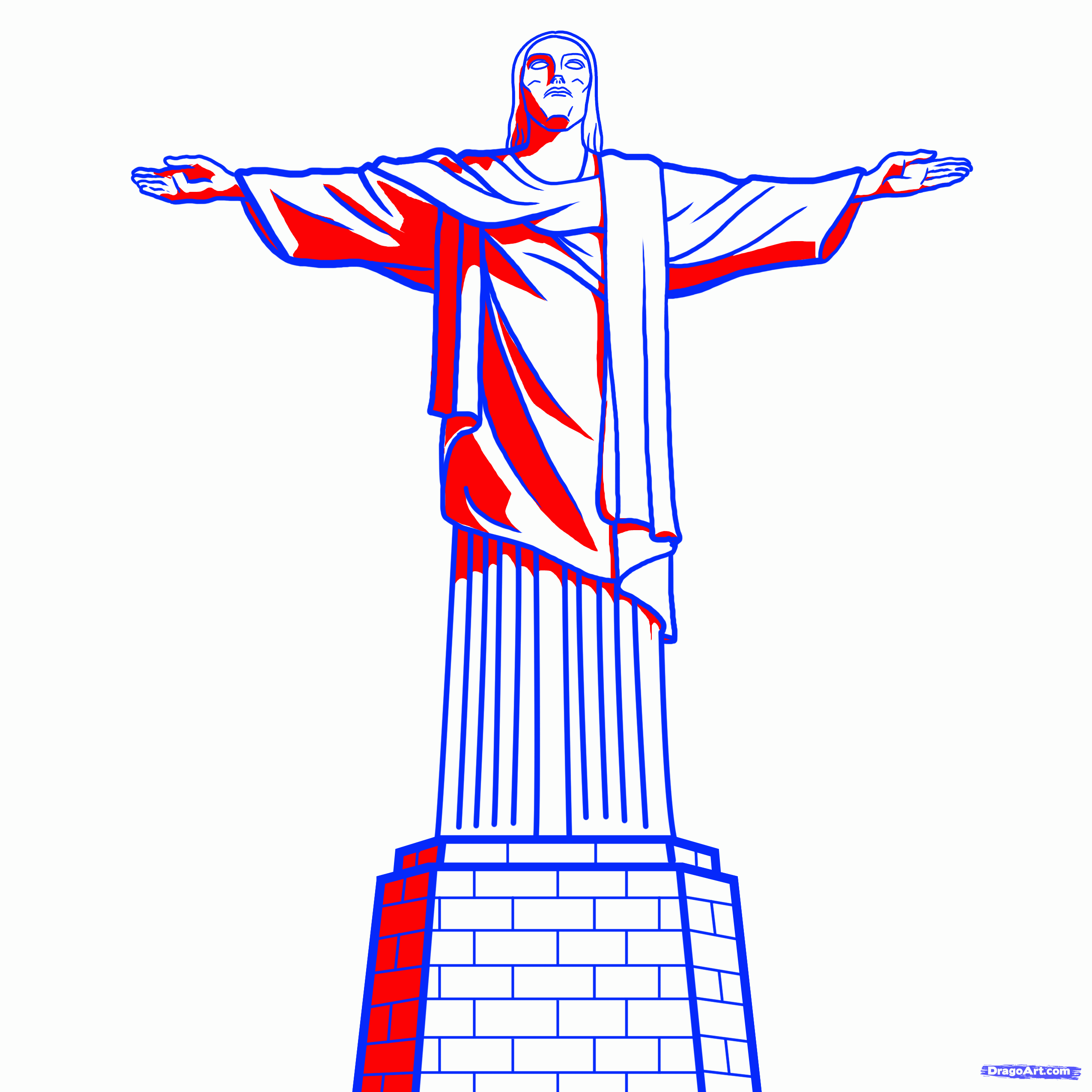 2550x2550 how to draw christ the redeemer, christ the redeemer statue, step
