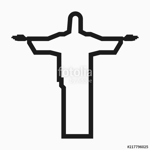 500x500 Outline Jesus Statue In Rio De Janeiro Brazil Pixel Perfect Vector
