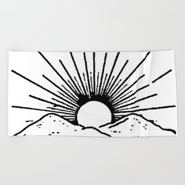 700x700 Black Rising Sun Beach Towel