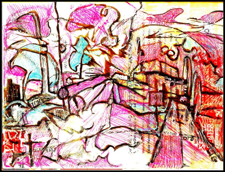 770x591 Sunset On The River Drawing