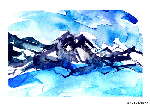 500x354 Watercolor Drawing With A Mountain Landscape The Peak