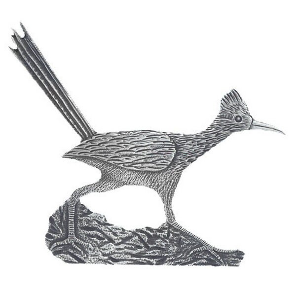 608x608 roadrunner bird pewter magnet, set