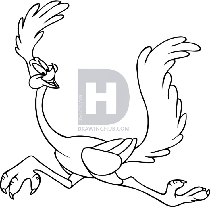 731x720 How To Draw Road Runner, Step