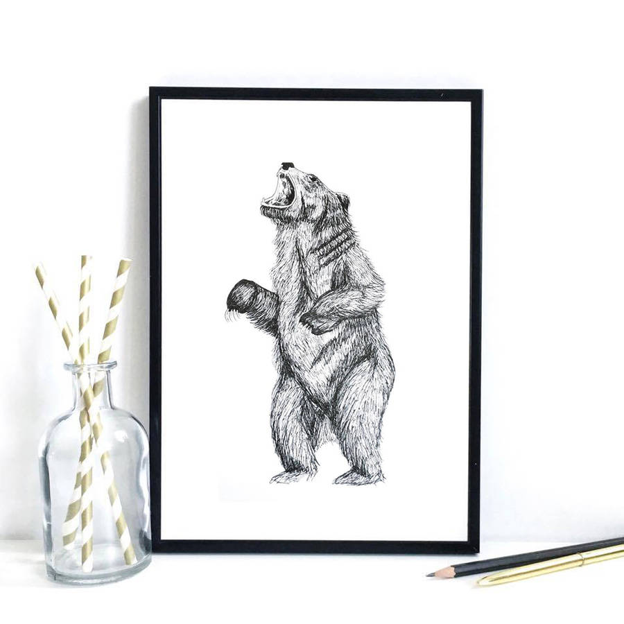 900x900 Roaring Bear Print