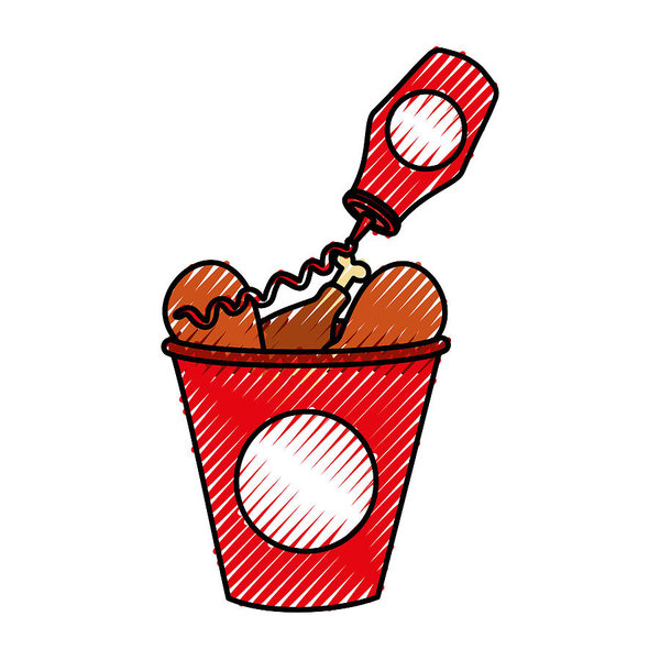 600x600 Fast Food Bucket Roasted Chicken With Ketchup Menu Art Print