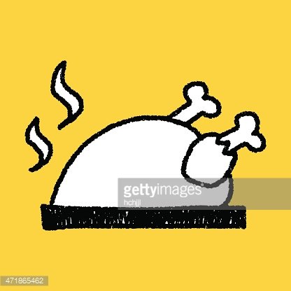 416x416 Roast Chicken Doodle Drawing Stock Vectors