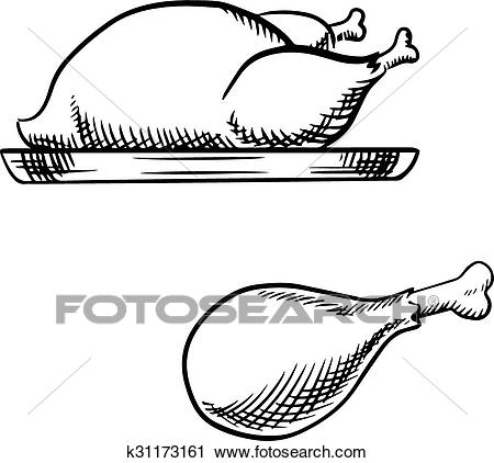 450x422 Roast Clipart Fried Chicken