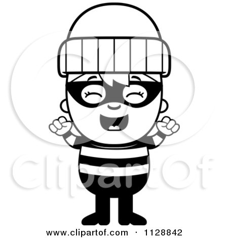 450x470 Cartoon Of A Black And White Cheering Robber Boy
