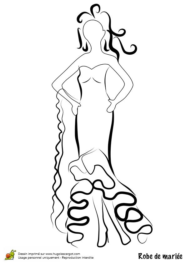 595x842 dessincoloriage robe de style flamenco avec volants en bas