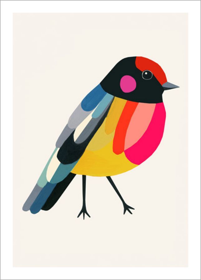 645x900 Red Capped Robin Art Print