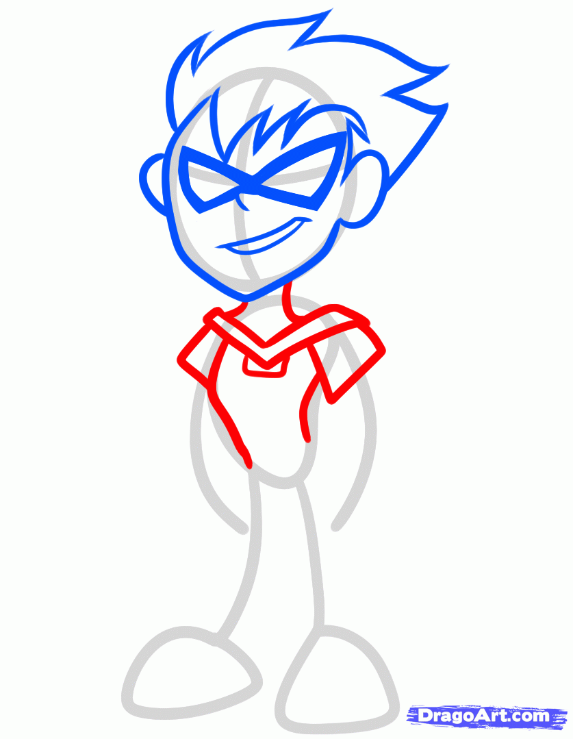837x1079 Draw Robin From Teen Titans Go, Step