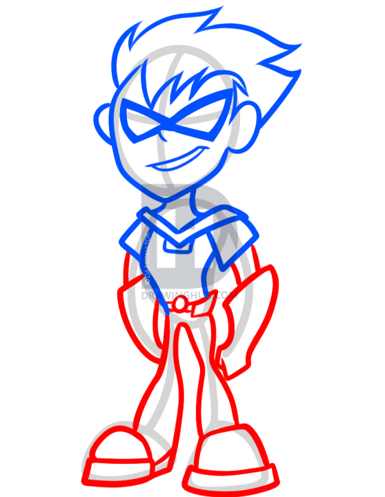 558x720 How To Draw Robin From Teen Titans Go, Step