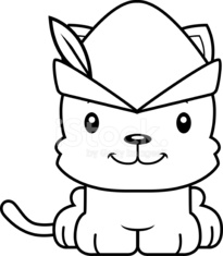 205x235 Cartoon Smiling Robin Hood Kitten Stock Photos