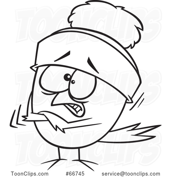 581x600 Cartoon Outline Shivering Robin Bird