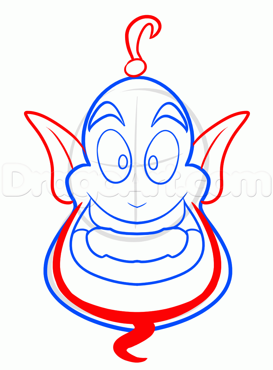 886x1203 Step Draw Genie Easy From Aladdin