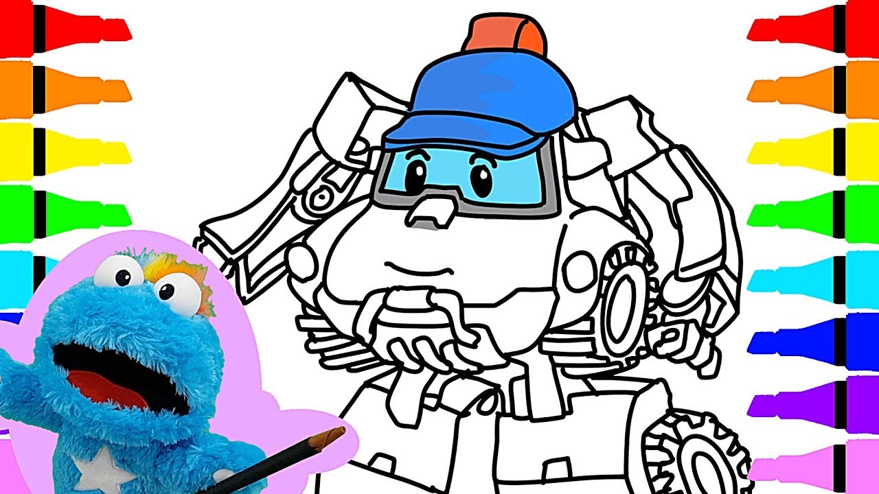1280x720 How To Draw Robocar Poli Bucky Coloring For Kids Children Nursery