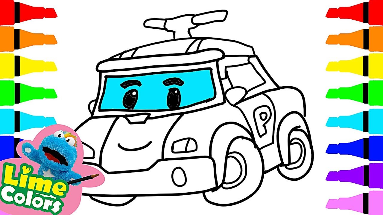 1280x720 How To Draw Robocar Poli Roi, Tayo Rani Coloring For Kids