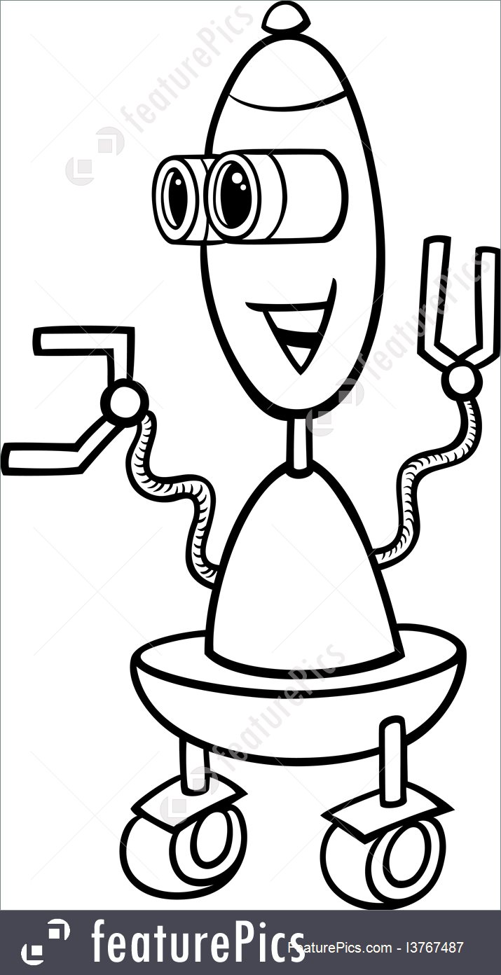 715x1392 Illustration Of Robot Cartoon For Coloring
