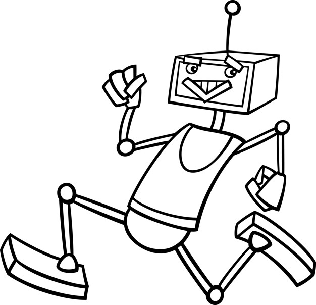626x604 Running Robot Cartoon For Coloring Vector Premium Download