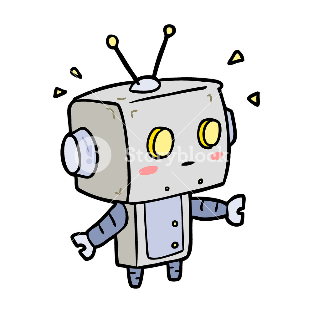 1000x1000 Cute Cartoon Surprised Robot Royalty Free Stock Image