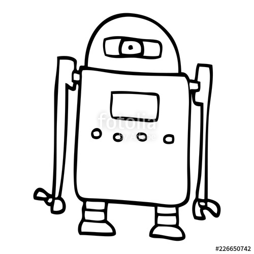 500x500 Line Drawing Cartoon Robot Stock Image And Royalty Free Vector