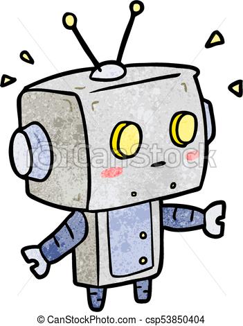 351x470 Cute Cartoon Surprised Robot