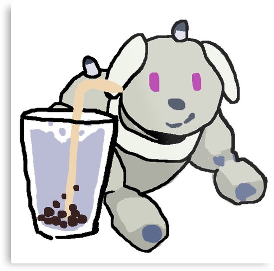 550x545 Robot Dog Bubble Tea Vanilla Metal Prints