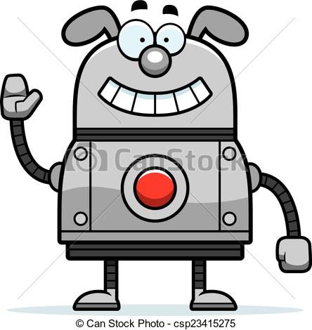 444x470 Robot Dog Waving A Cartoon Illustration Of A Robot Dog Smiling