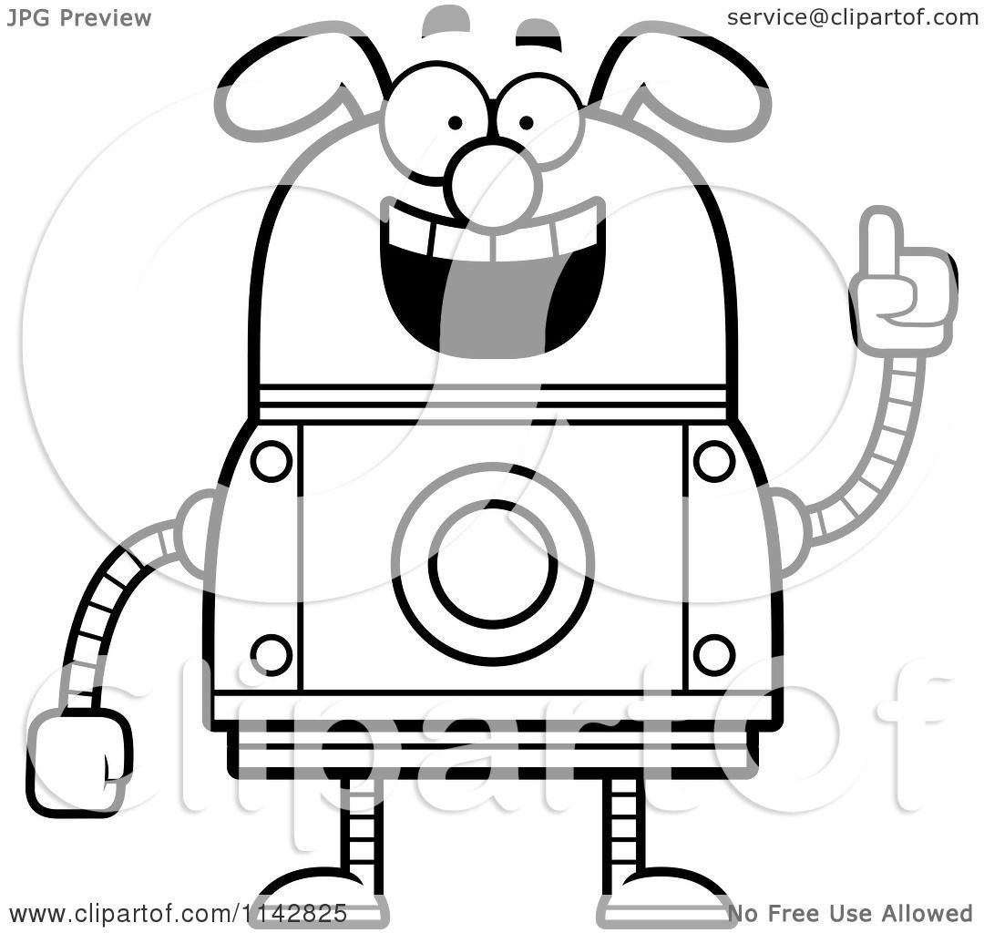 1080x1024 Cartoon Clipart Of A Black And White Smart Dog Robot