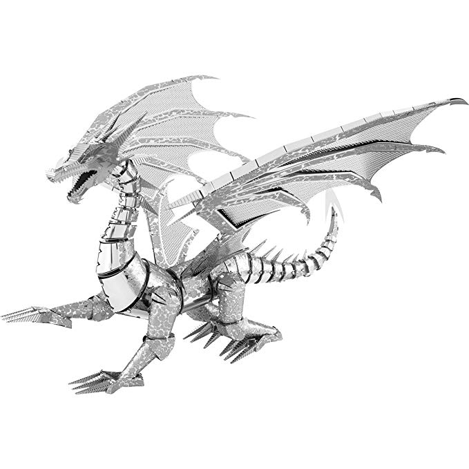 679x679 Fascinations Metal Earth Iconx Silver Dragon Metal