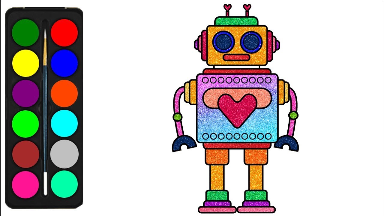 1280x720 Coloring Glitter Robot