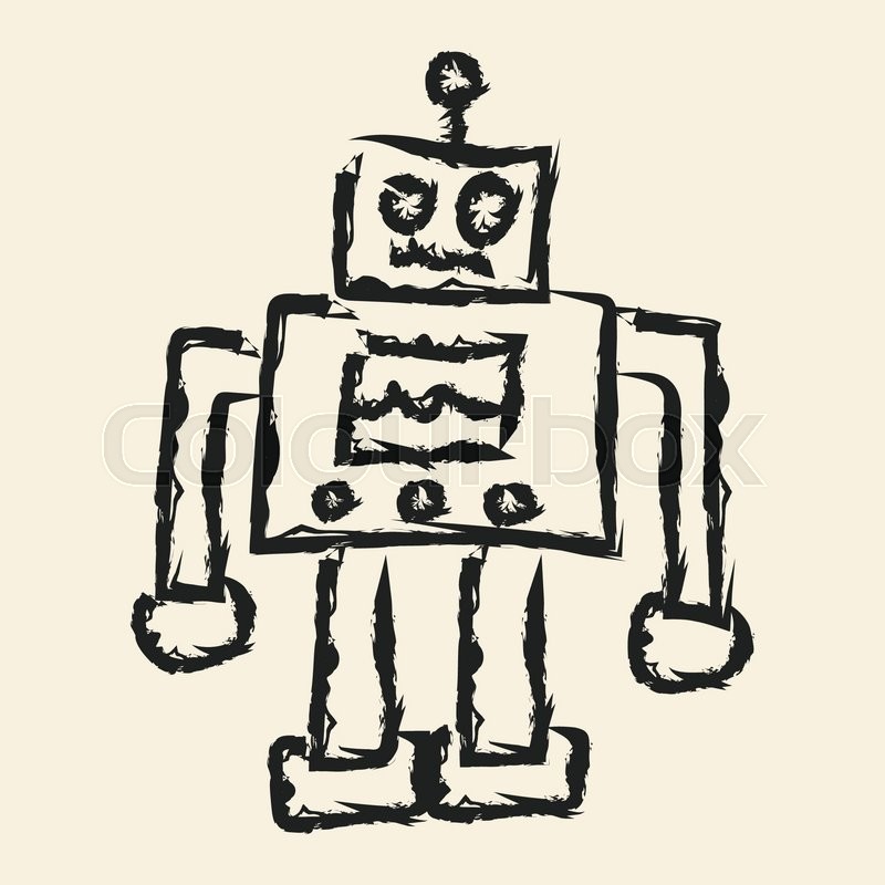 800x800 Doodle Drawing Robot Stock Vector Colourbox