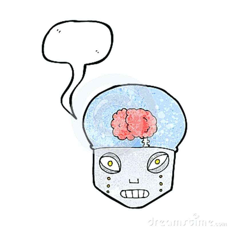 800x800 Robot Head Drawing Cartoon Spooky Robot Head With Speech Bubble