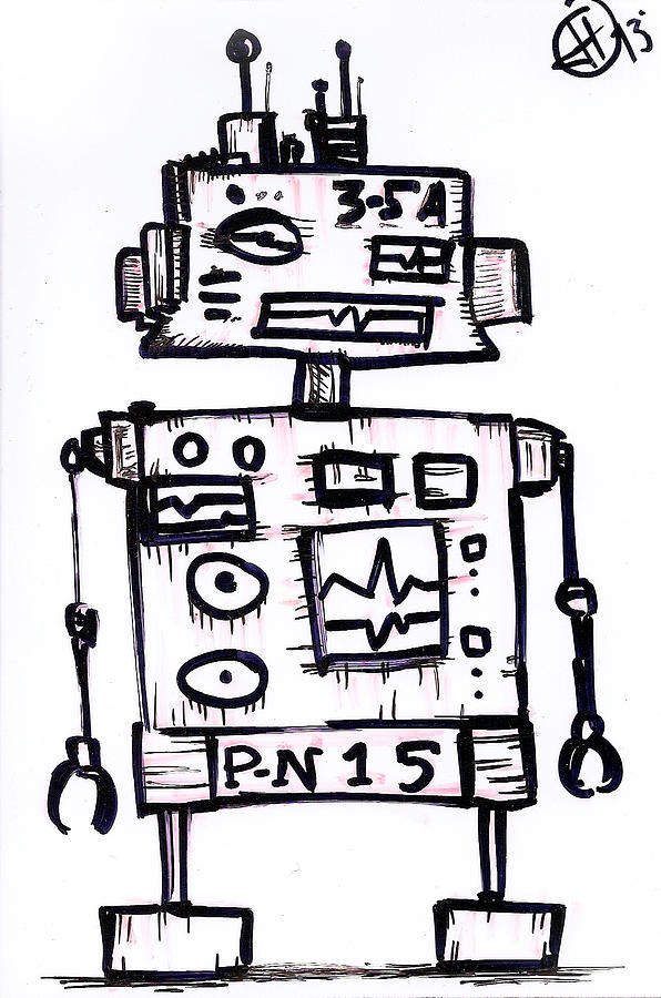 596x900 Vintage Robot Drawing