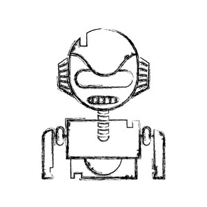 300x300 figure robot face with technology robotic chest vector