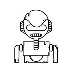 300x300 line robot face with technology robotic chest vector illustration