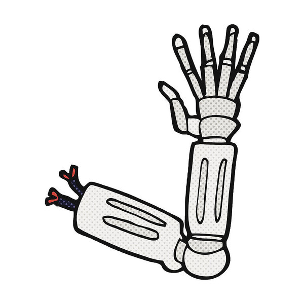 600x600 Comic Cartoon Robot Arm Art Print